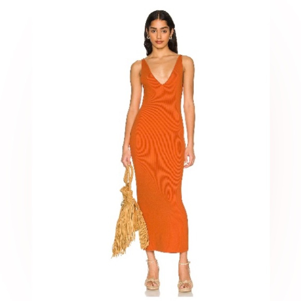Free People Orange Midi Sweater Dress